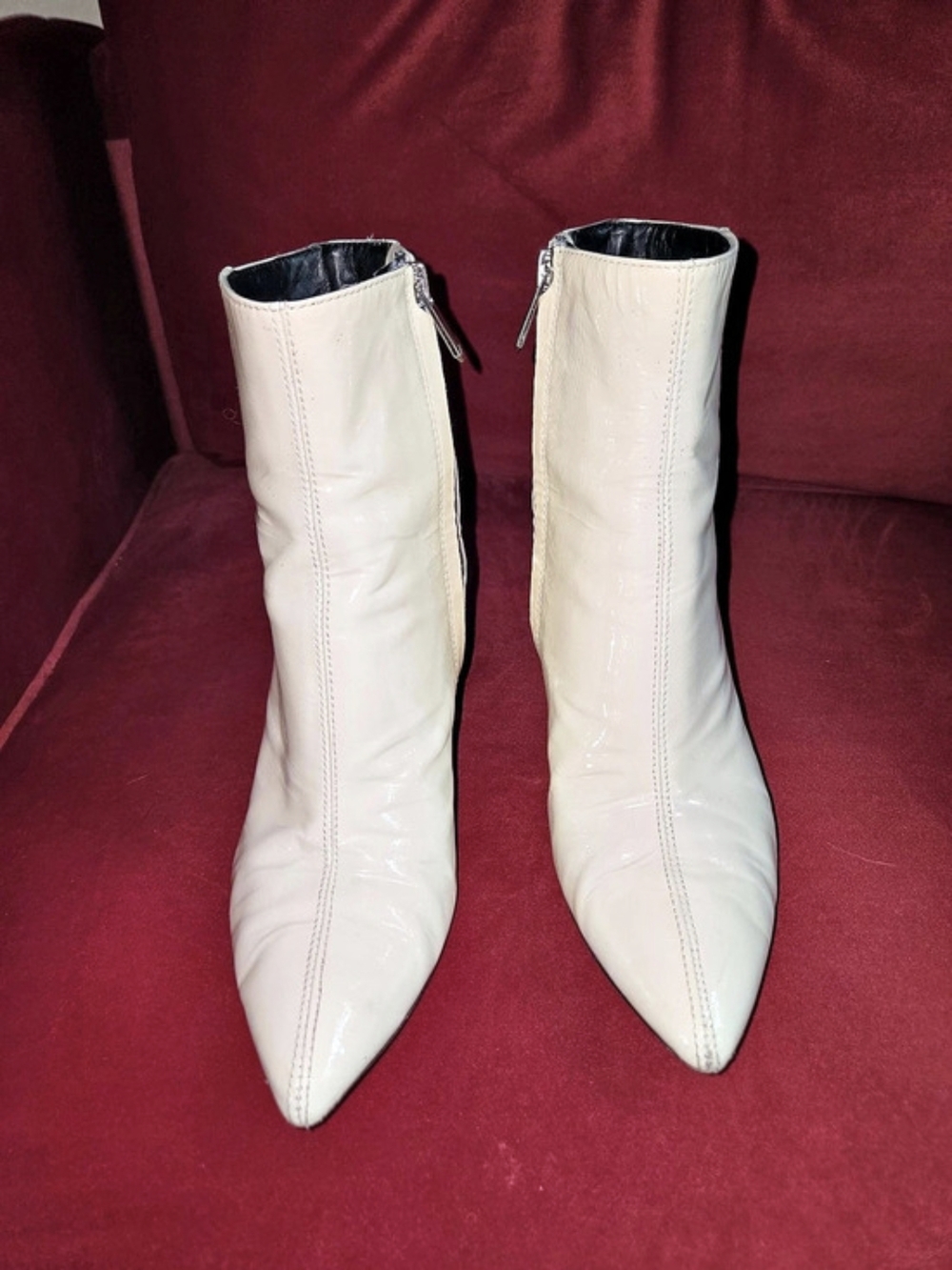 Sam Edelman Pointed Toe Heeled Ankle Boots in White US 6.5